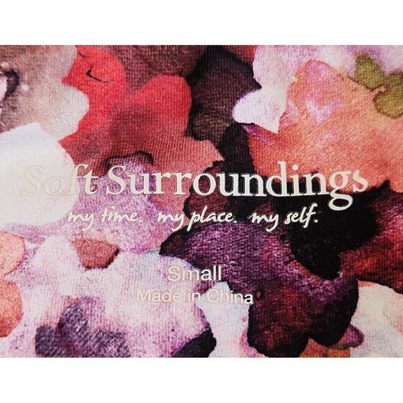 Soft Surroundings Red Pink Floral Print Leggings Women’s Sz S Stretch Comfort - Picture 3 of 8